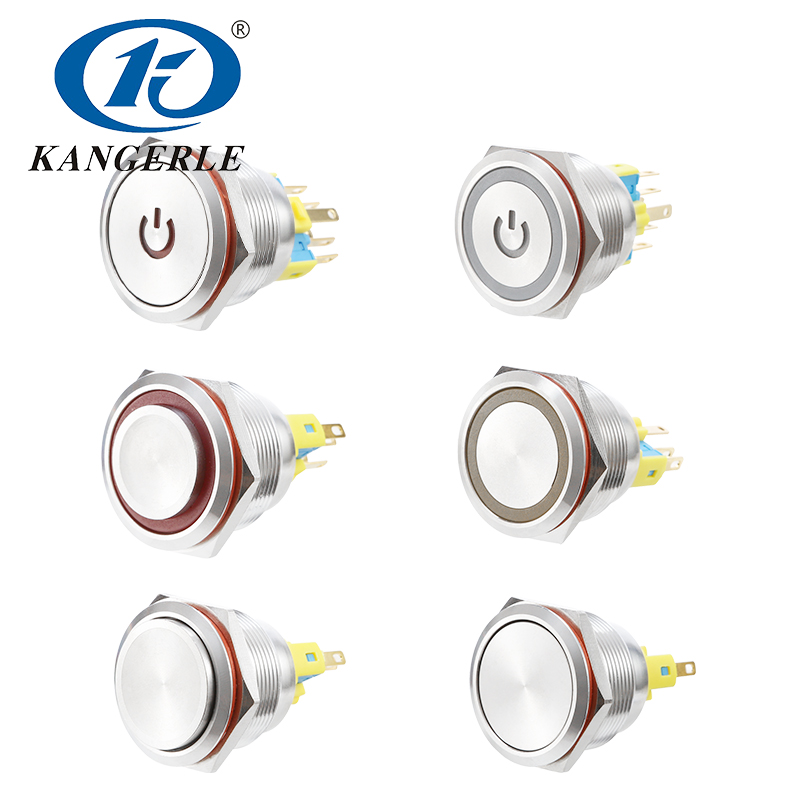 25MM金屬按鈕開關自鎖自復位環形電源標